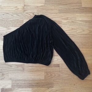 Express Black Stretchy One-Shoulder Long Sleeve Blouse Like New Size M